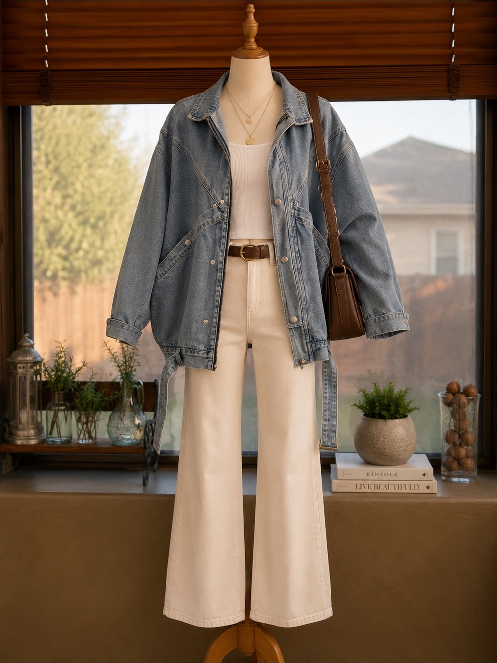 Belle & Bloom Oversized Denim Jacket Large Australian Designer Snap Front